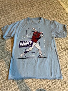 Bryce Harper Philadelphia Players Light Blue Graphic T-Shirt Youth 12 m/l